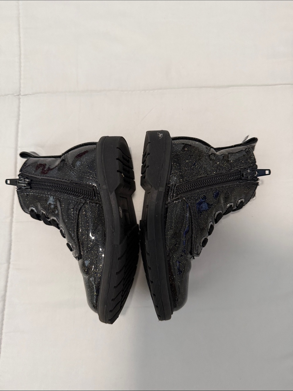 Girls' Black Glitter Lace-Up Ankle Boots - Picture 4 of 5